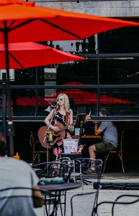 Live music performance at a cozy outdoor café