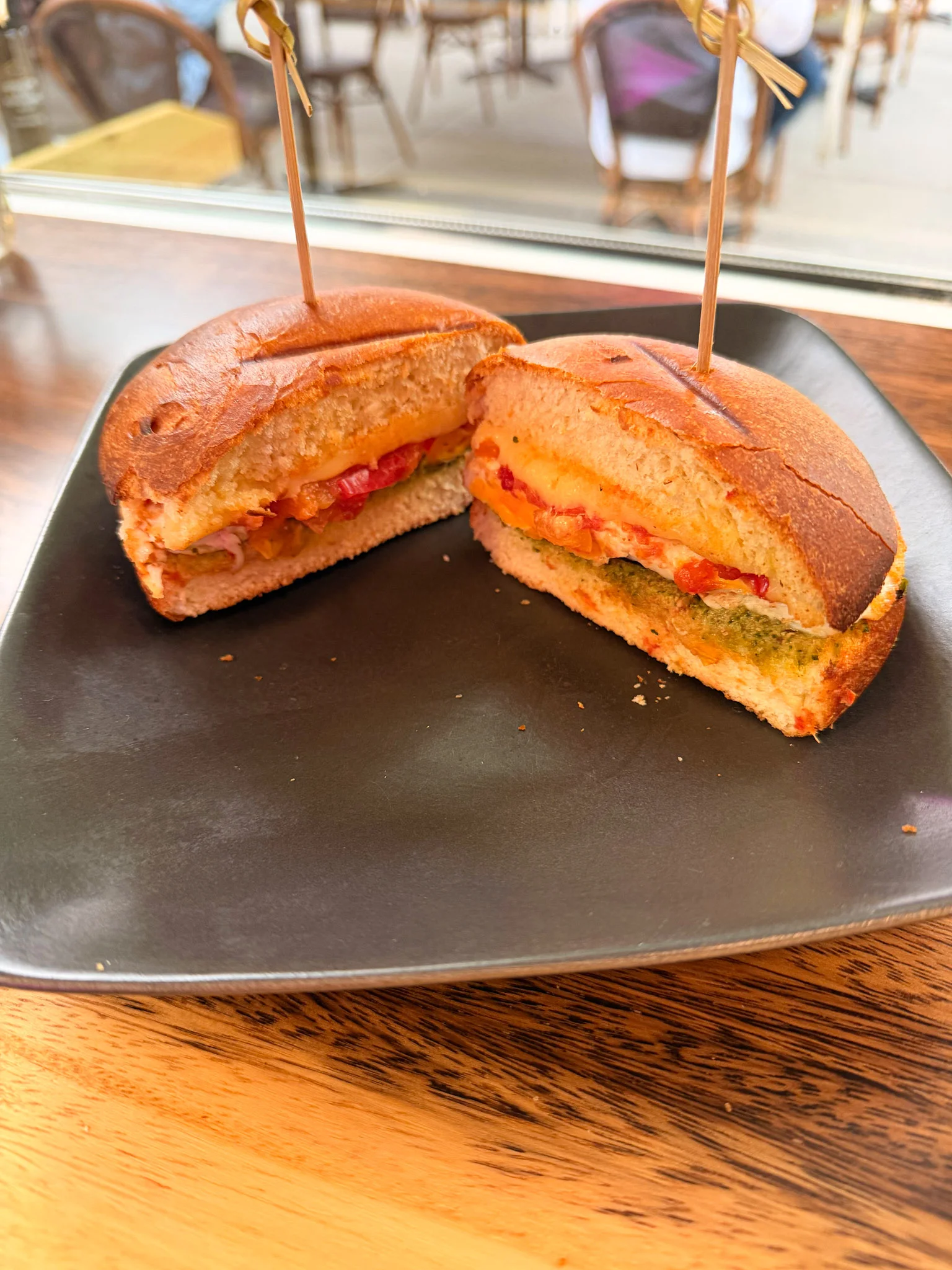 Delicious Indian vada pav served on a black plate
