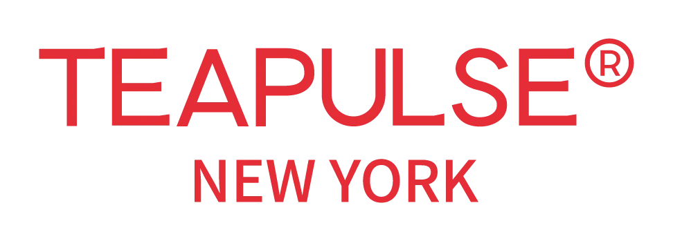 Teapulse New York logo in bold red letters