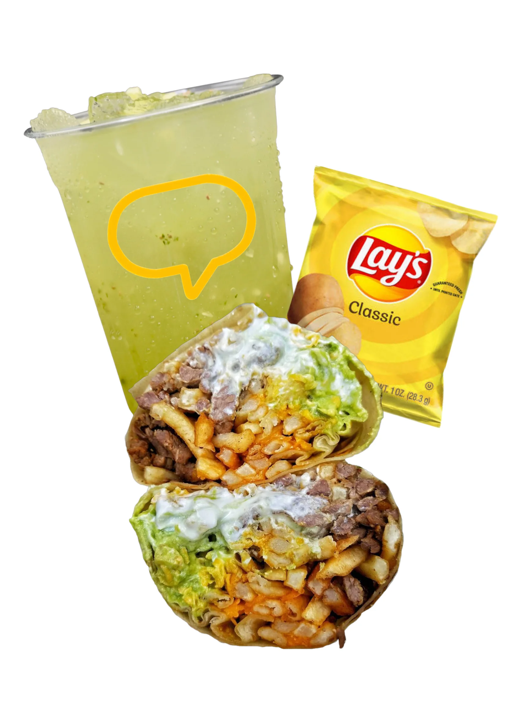 Loaded burrito with meat and toppings