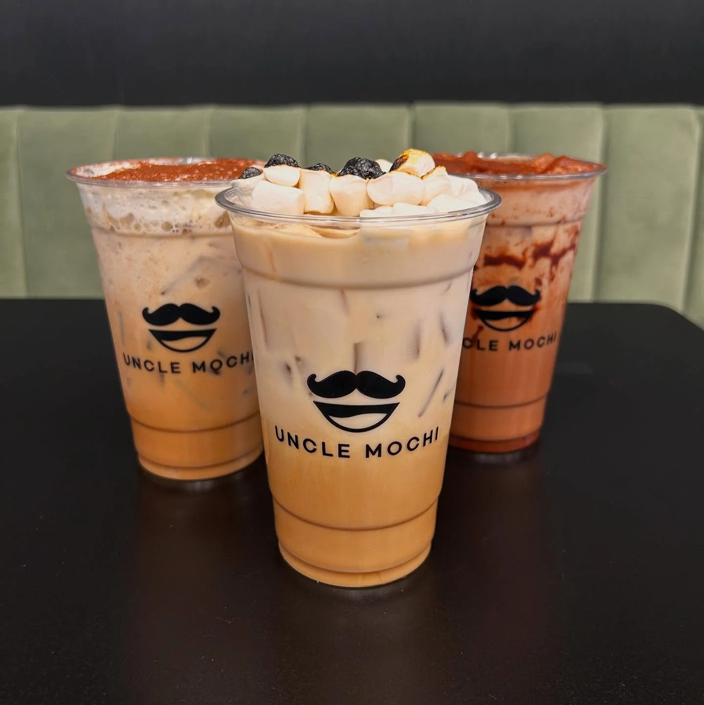 Iced coffee drinks from Uncle Mochi with unique toppings