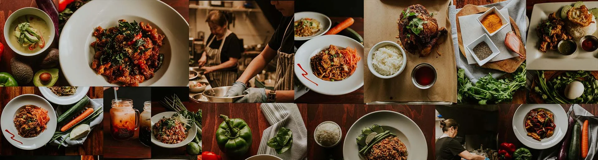 Assorted Asian dishes including curry and stir-fry