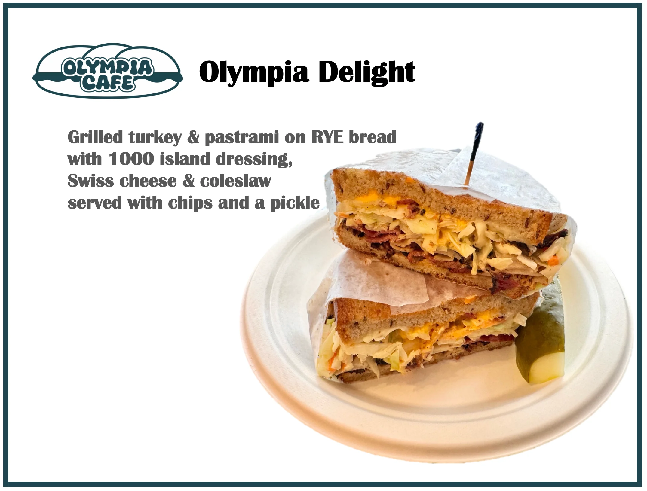 Classic deli sandwich with turkey and pastrami on rye