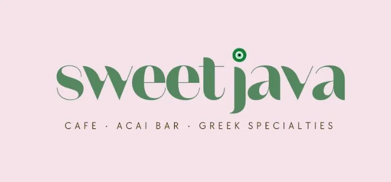 Logo of Sweet Java cafe featuring acai and Greek specialties