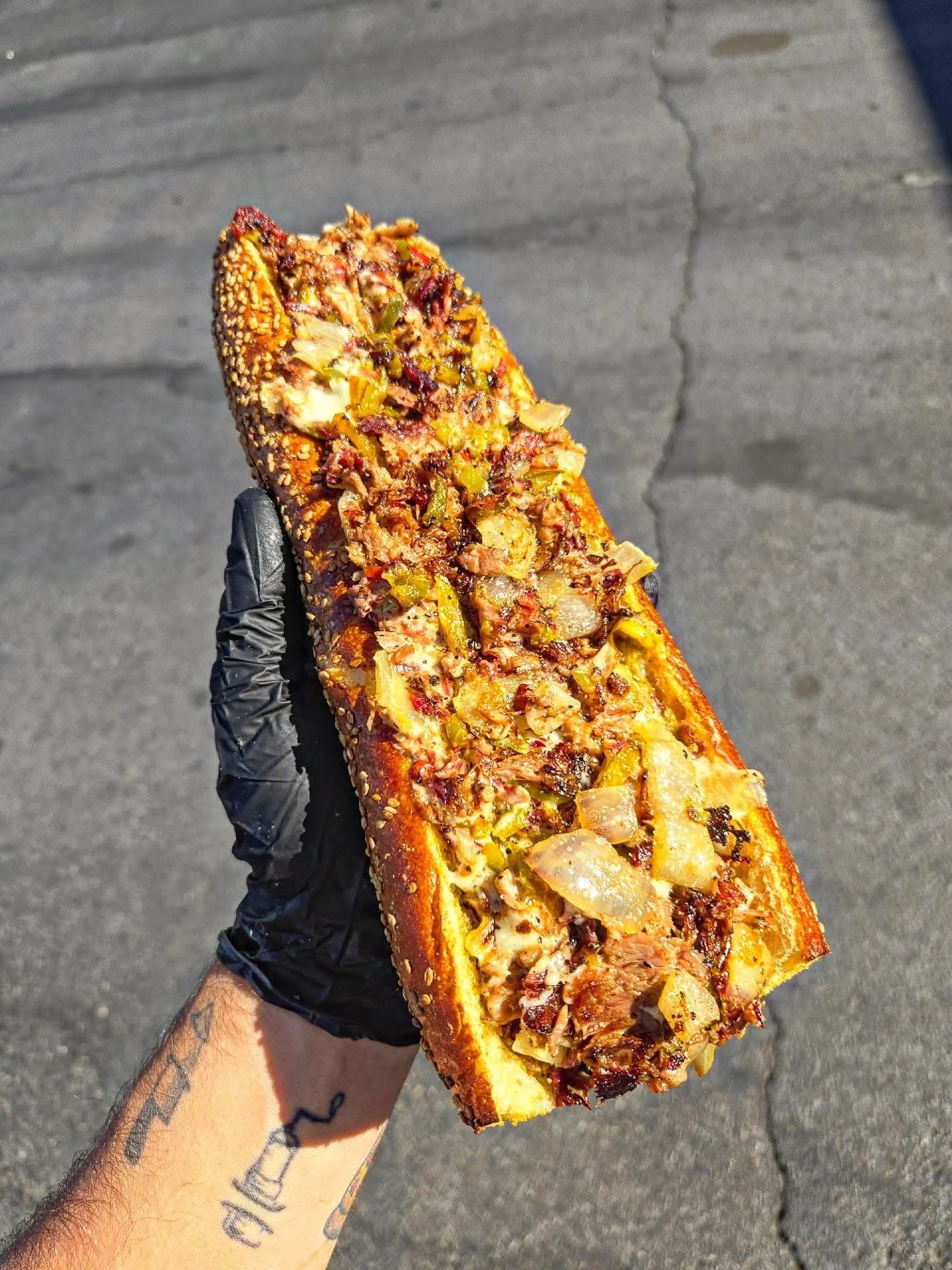 A fully loaded hot dog from Lucino's Pizza