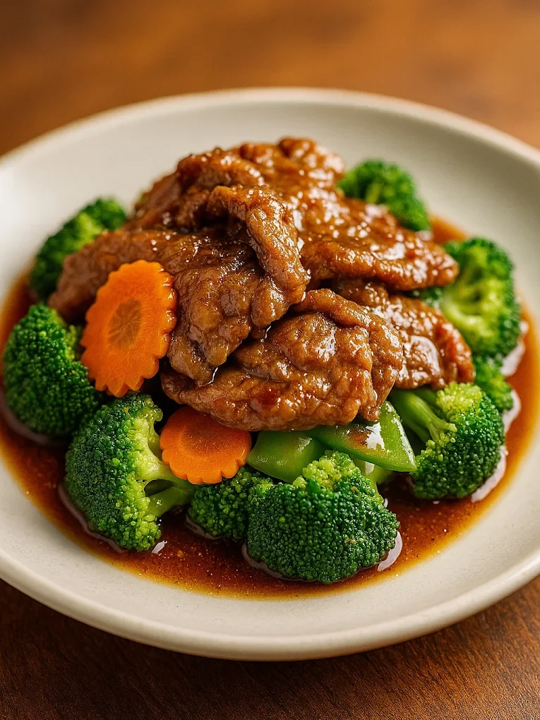 Beef and broccoli stir-fry in savory sauce