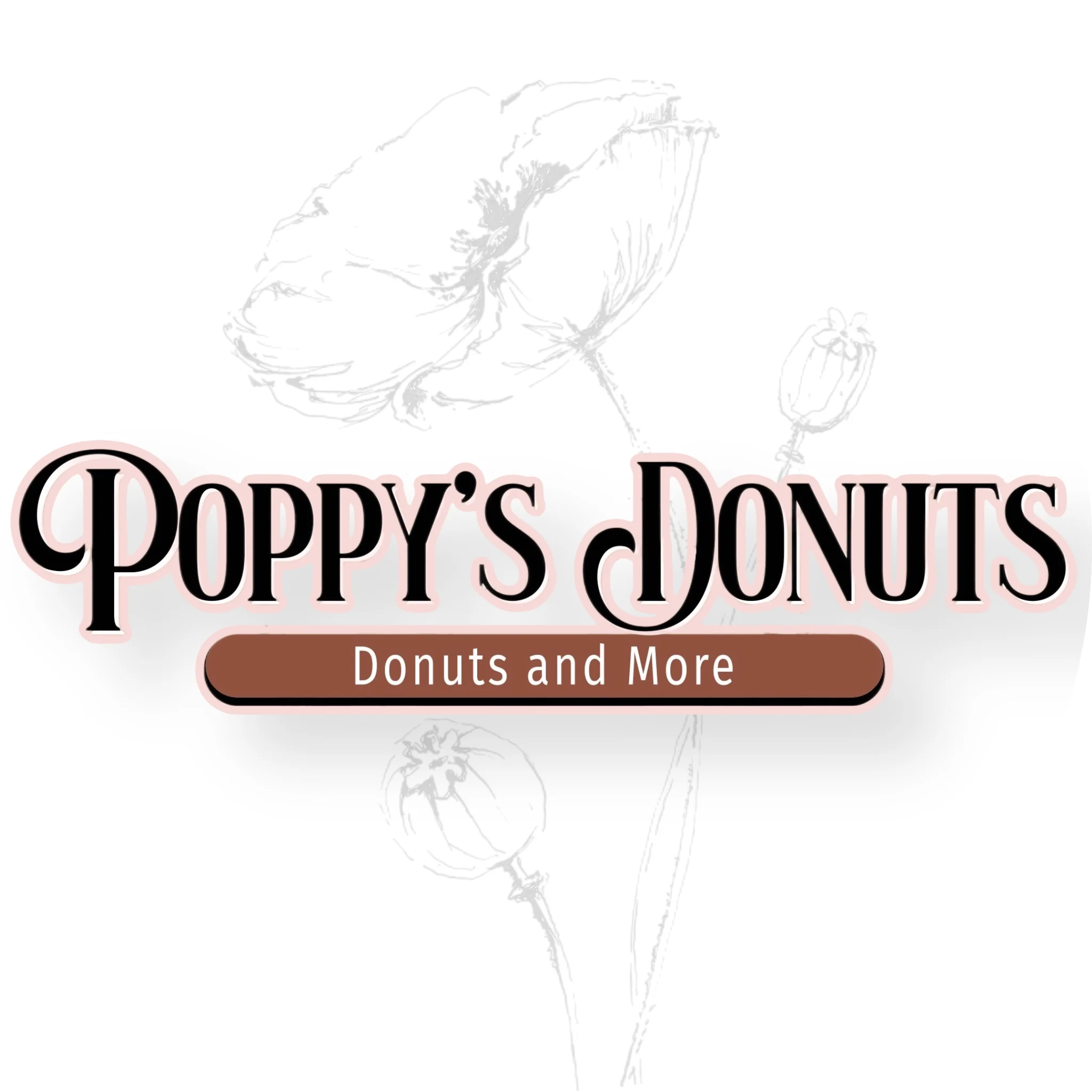 A logo featuring a delicate poppy flower and the text 'Poppy's Donuts'.