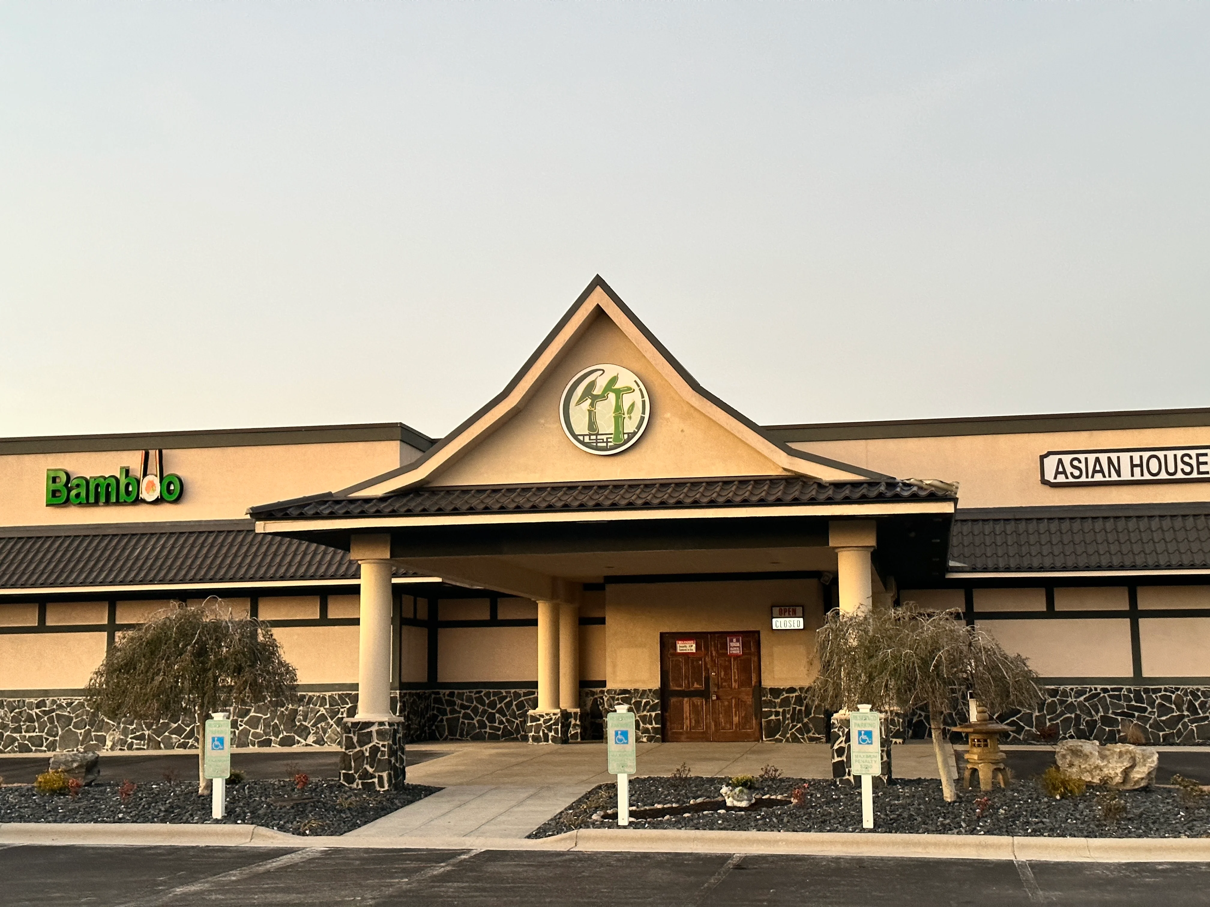 Exterior view of Asian restaurant with bamboo theme