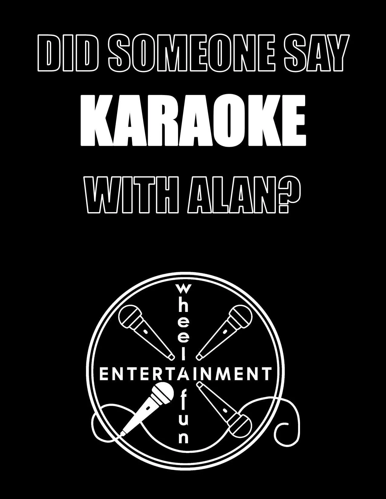 Karaoke event promotion with microphone graphics and bold typography