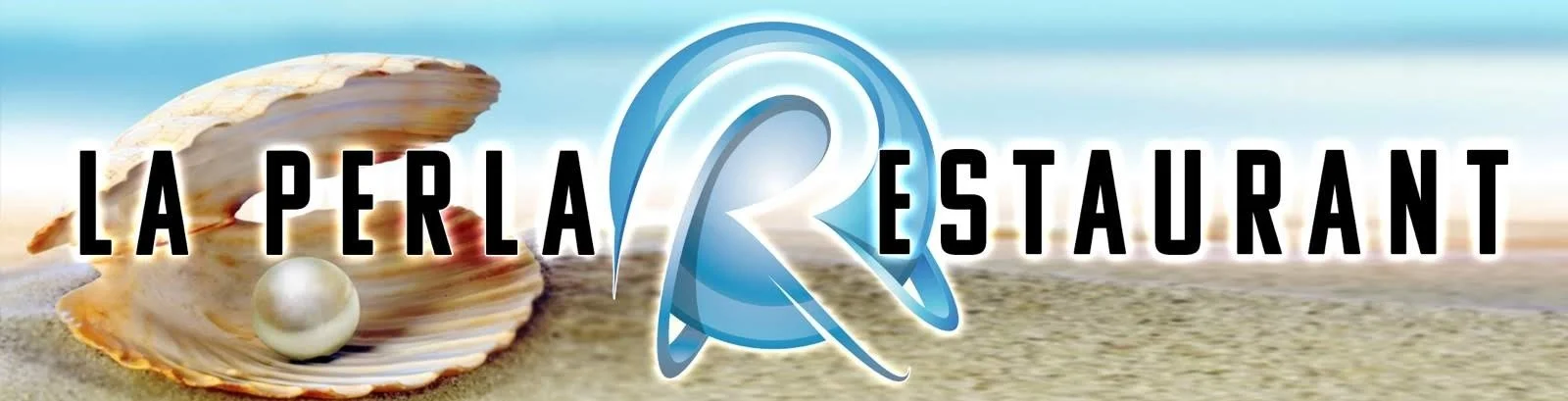 Logo of La Perla Restaurant featuring a pearl in a shell