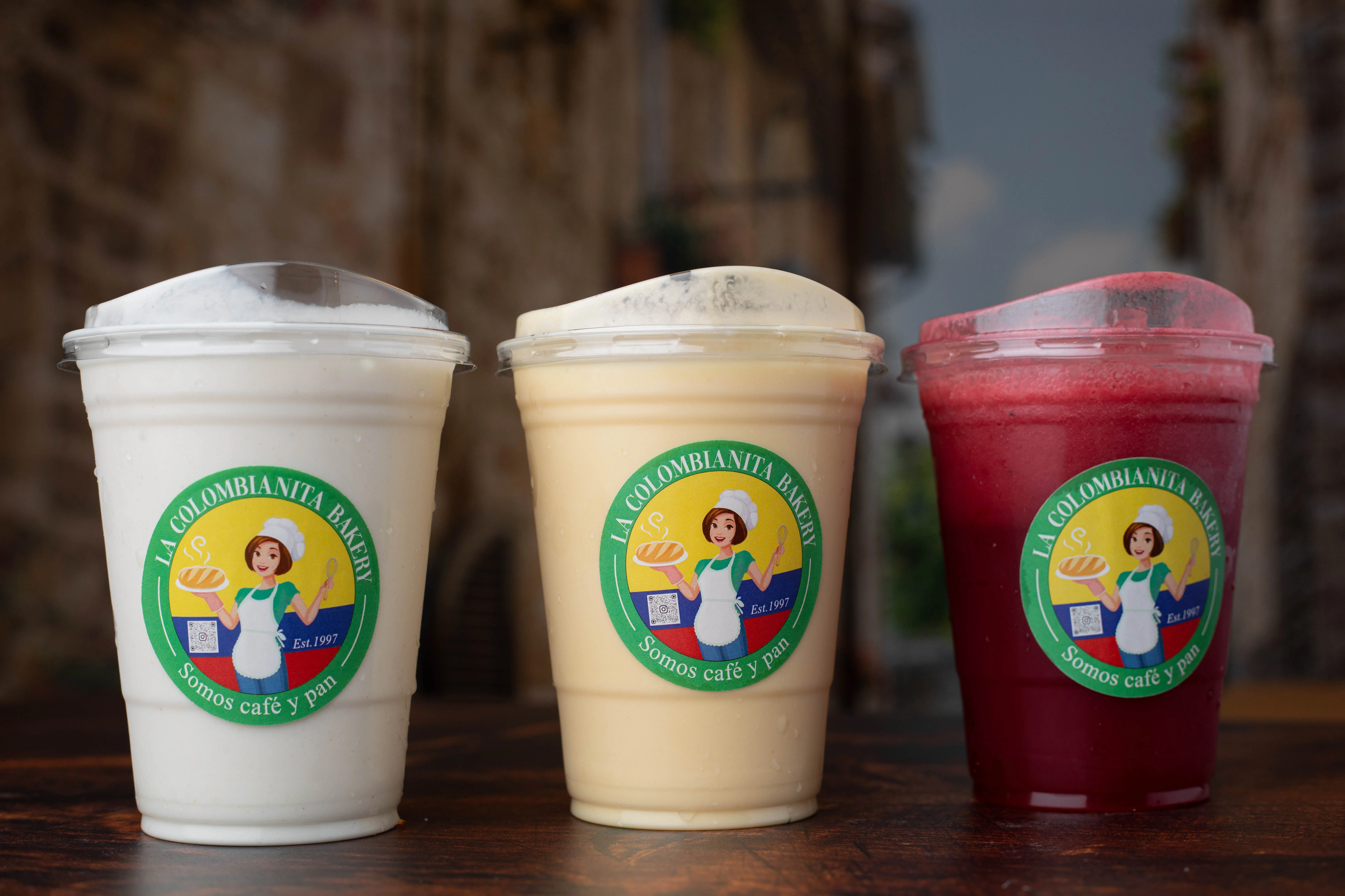 Refreshing Colombian beverages in clear cups