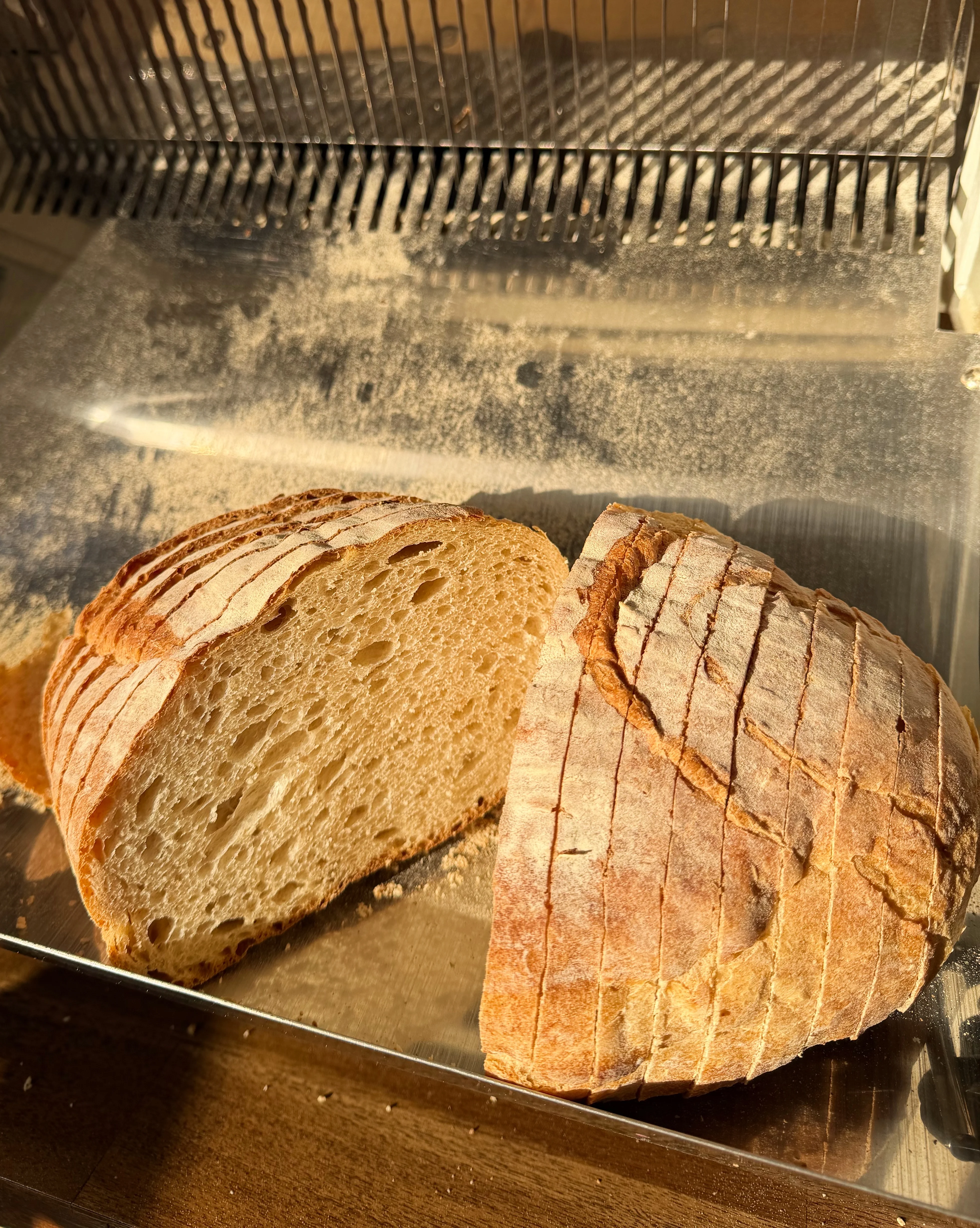 Freshly baked artisan sourdough bread with a crispy crust