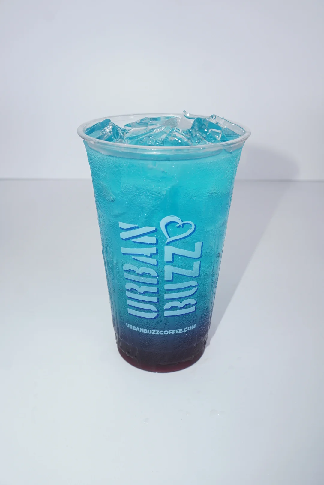 Colorful drinks from Urban Buzz Coffee in clear cups