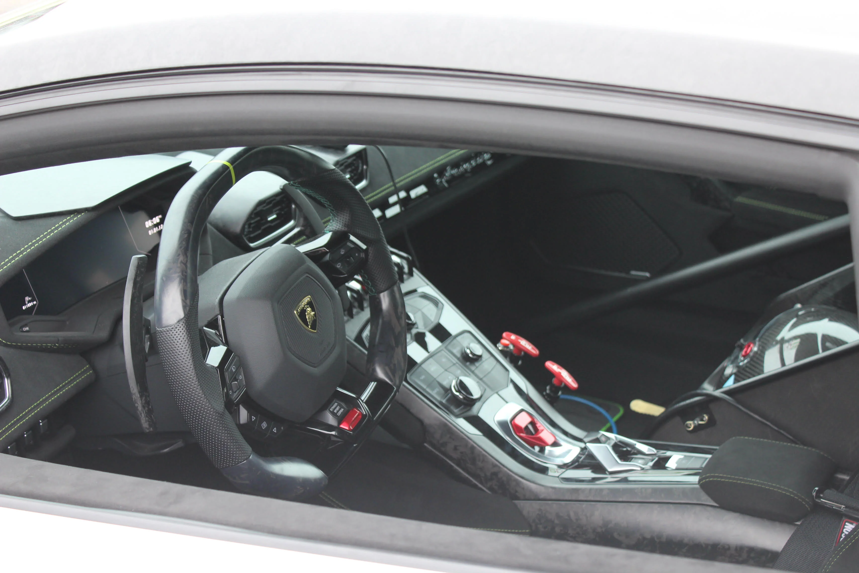 Interior view of a luxury sports car with modern controls