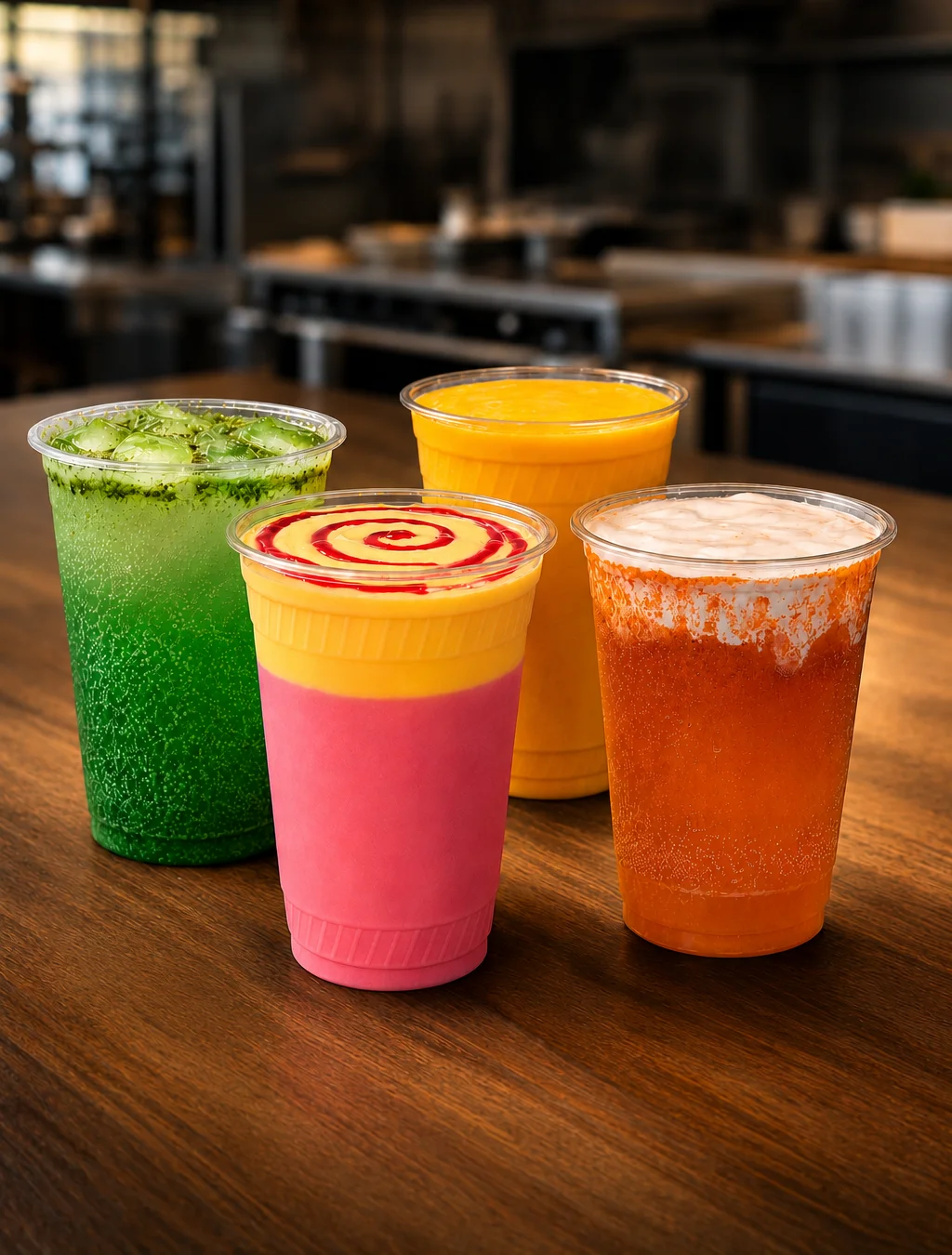 Colorful Indian-inspired refreshers in clear cups