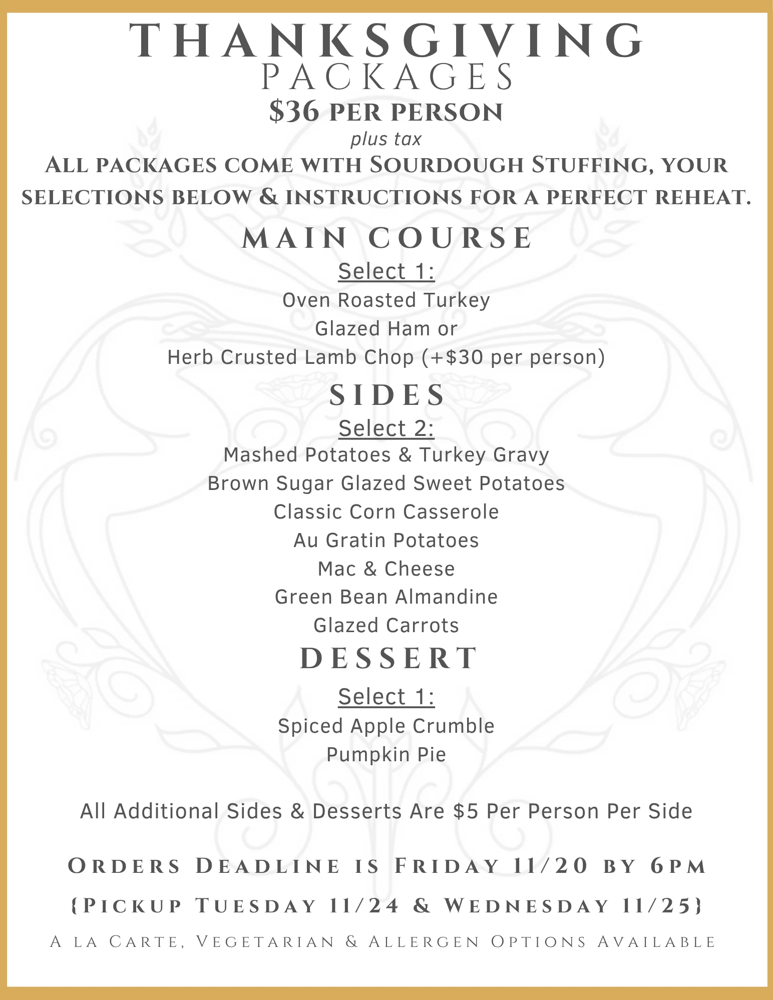 Easter brunch menu featuring various festive dishes and drinks.