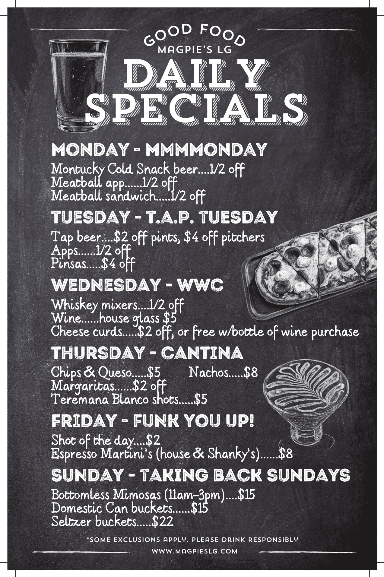 Special menu featuring various delicious dishes and drinks.