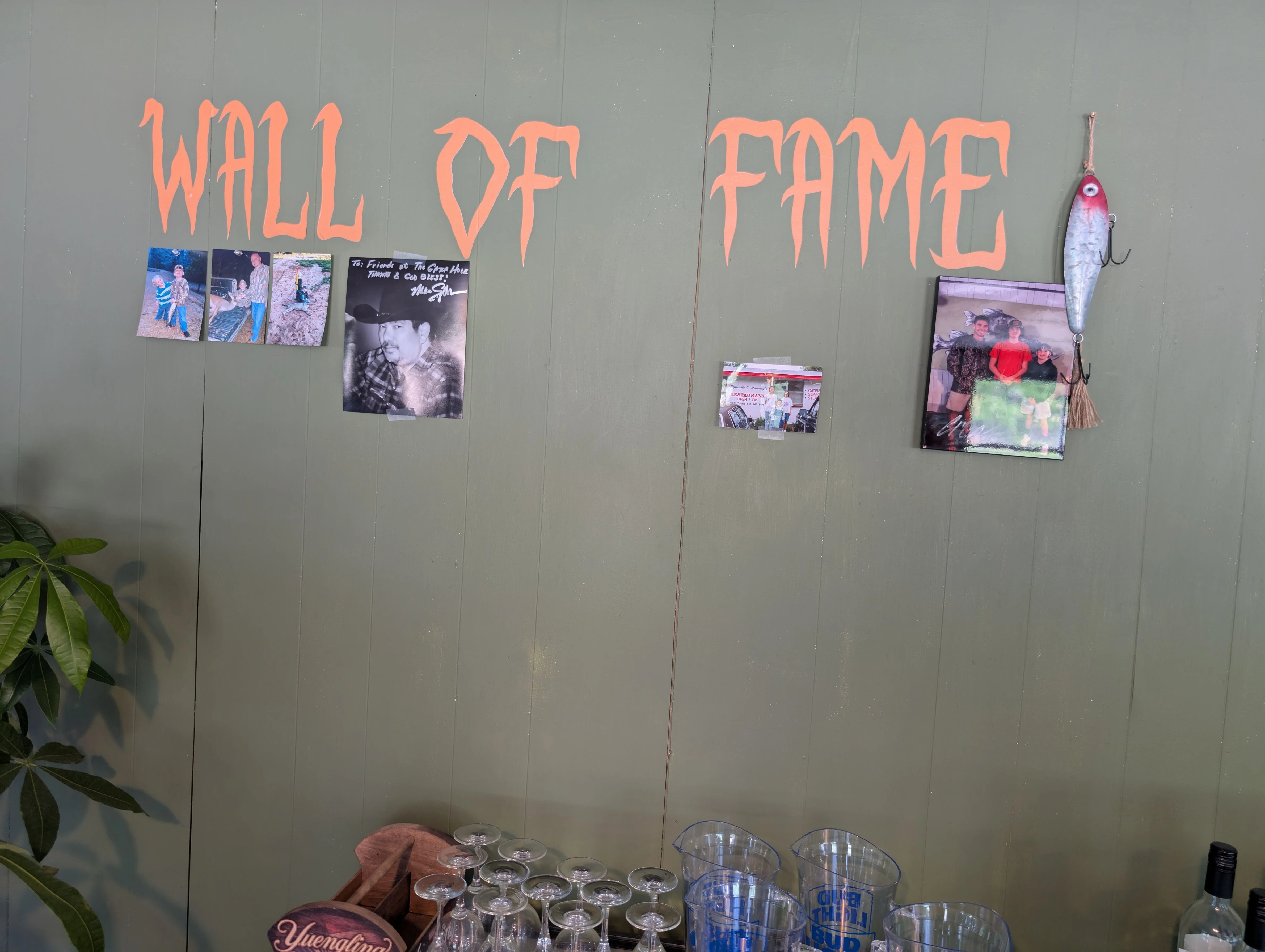 Wall of Fame display in a cozy restaurant