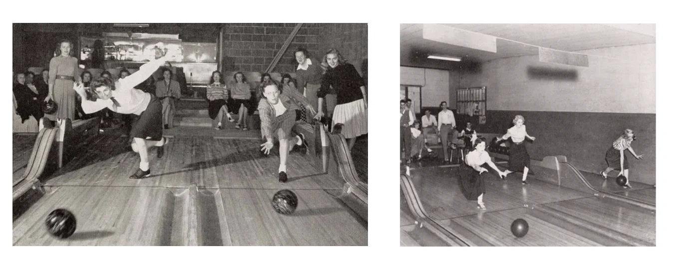 Women bowling.