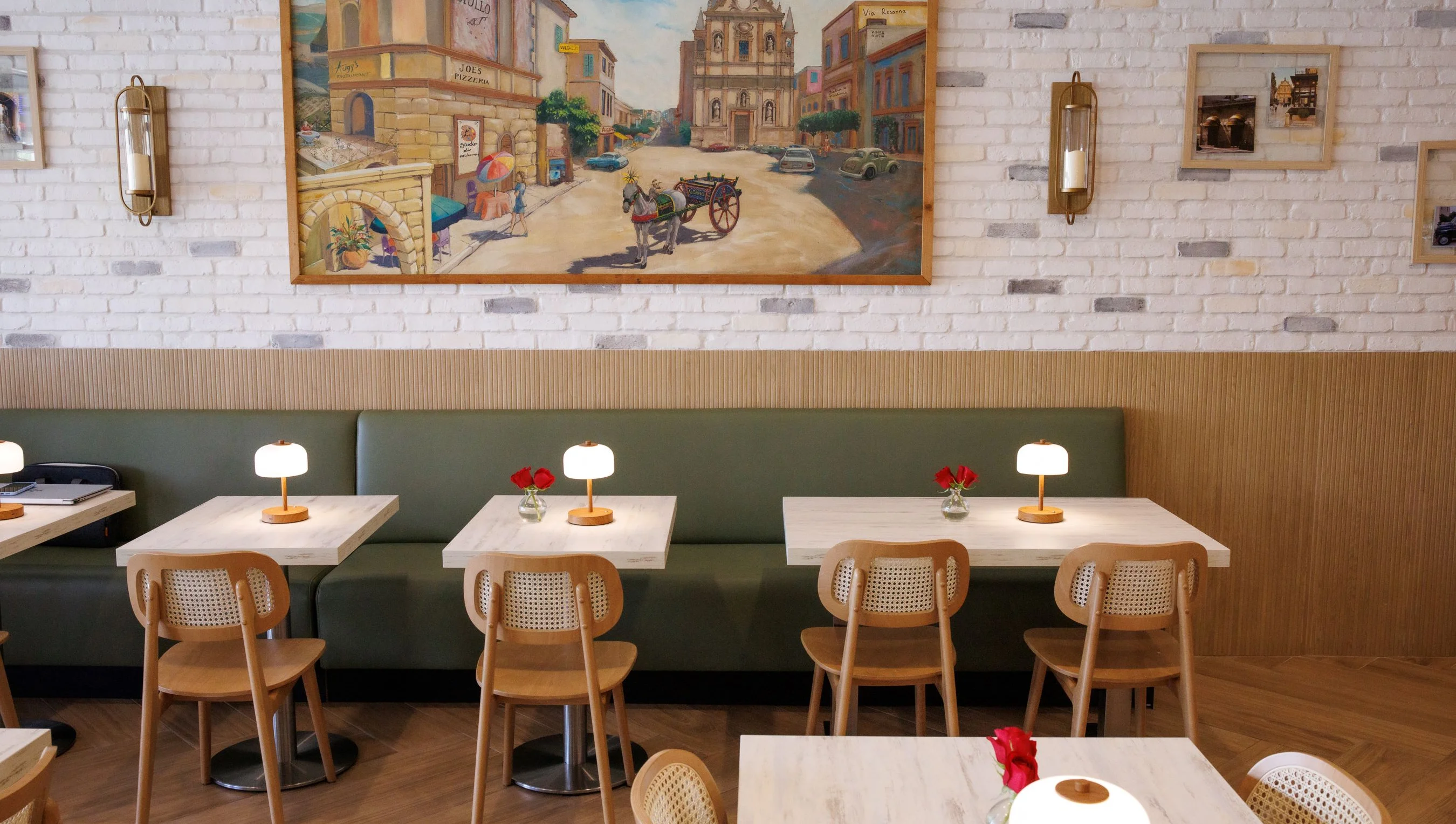 Image showcase at Rosie's highlighting a variety of different pizzas.