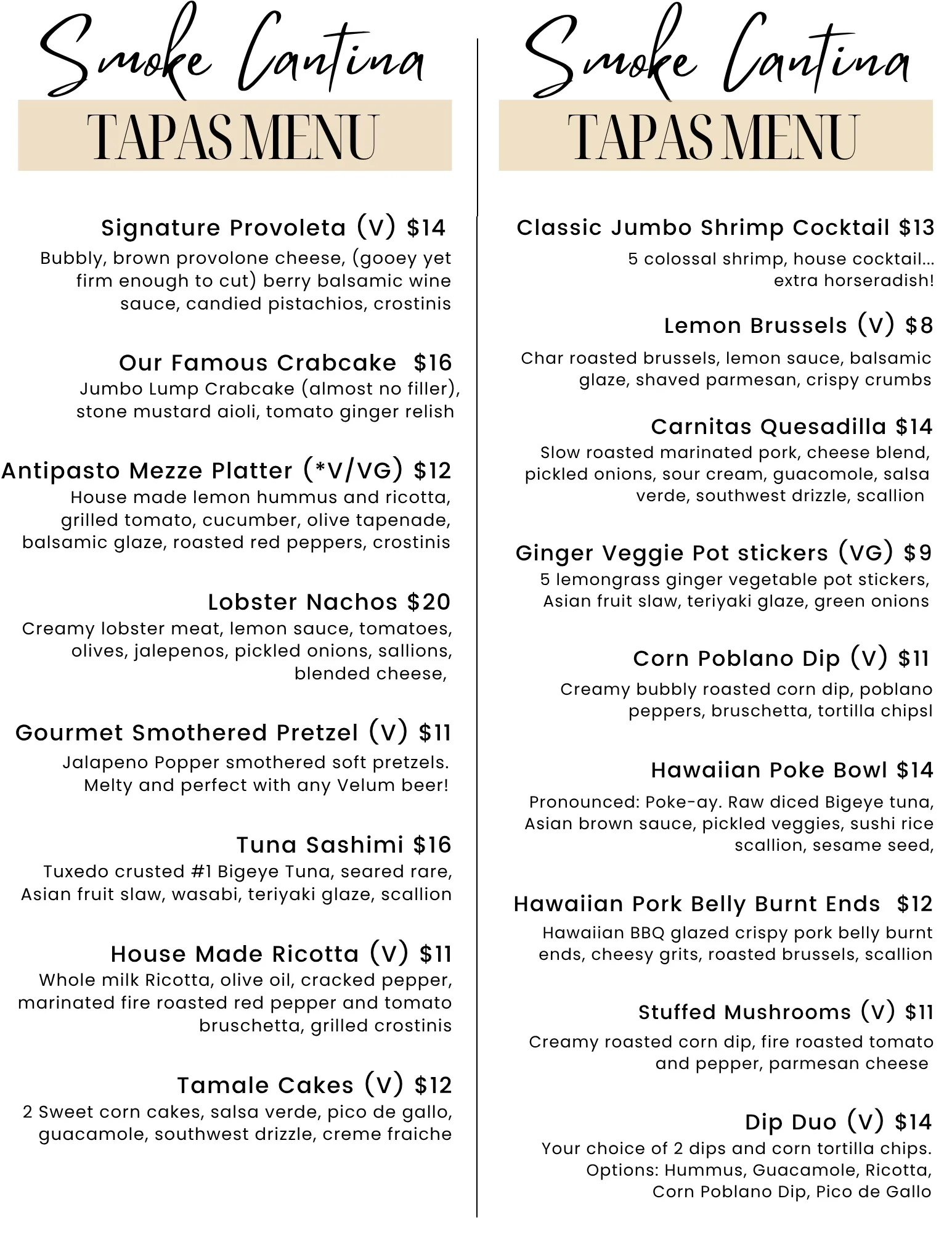 Tapas menu featuring diverse small plates from Mediterranean cuisine