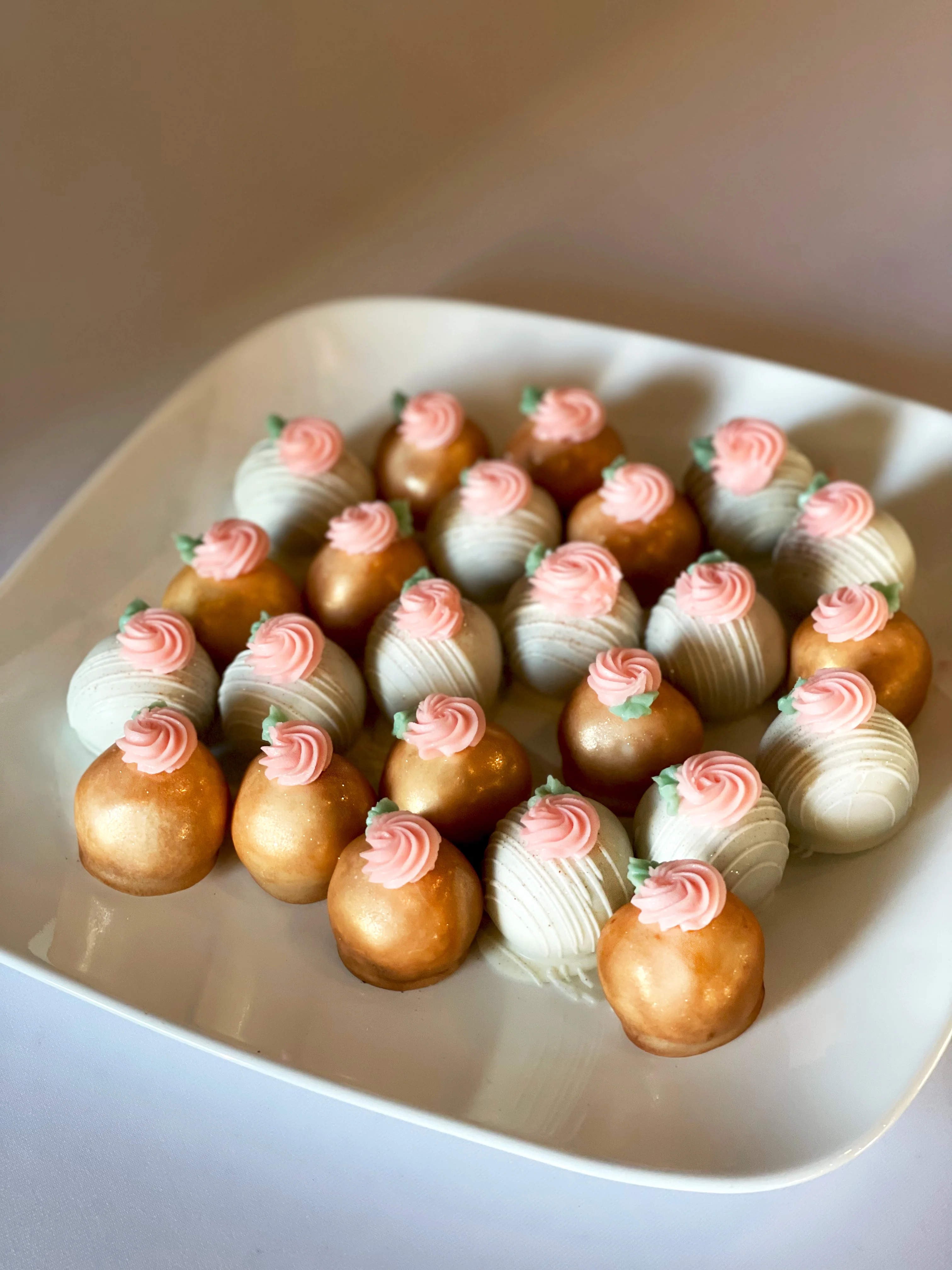 Elegant dessert platter of chocolate-covered strawberries