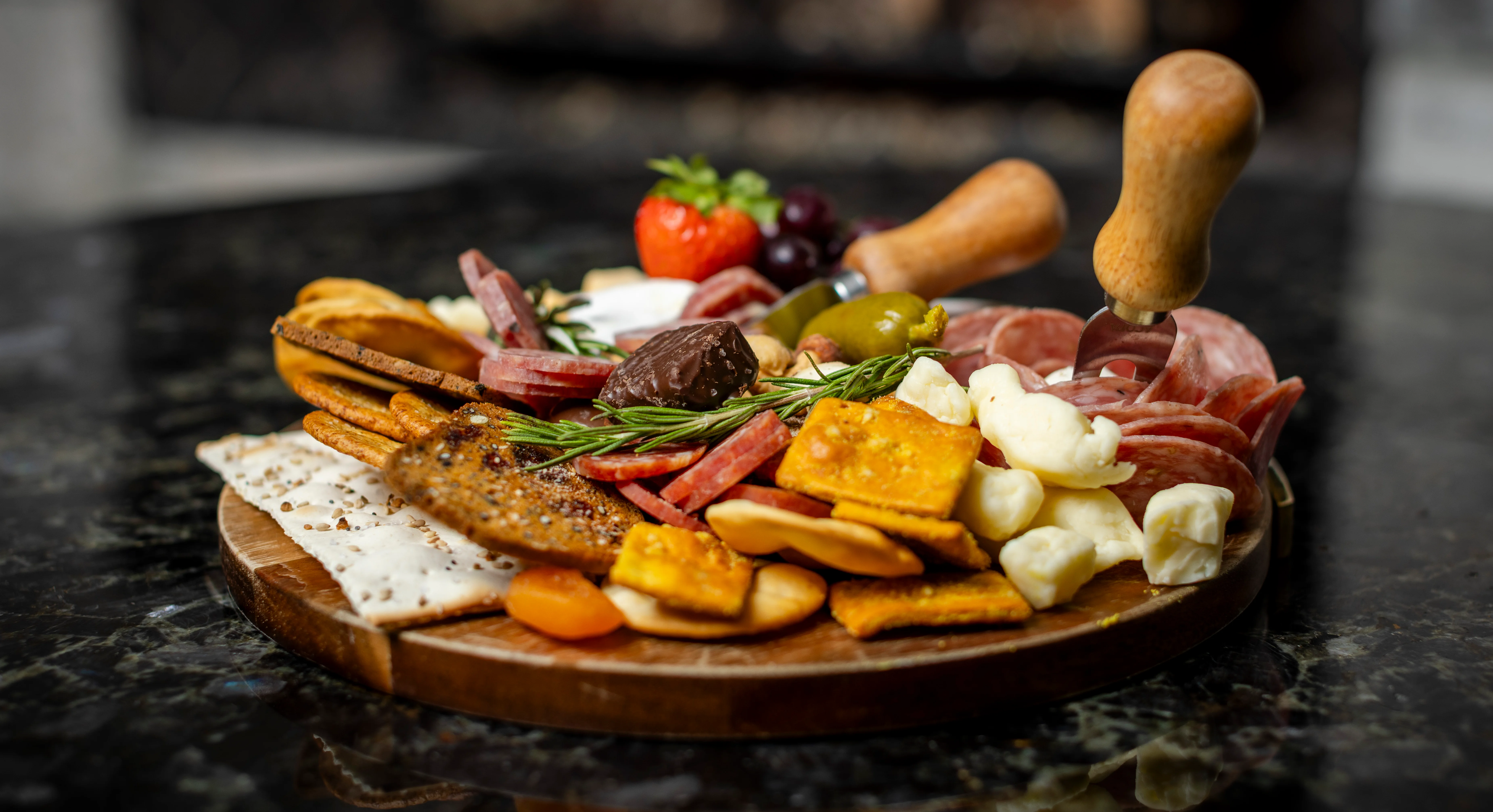 Artisan charcuterie board with cheeses and meats