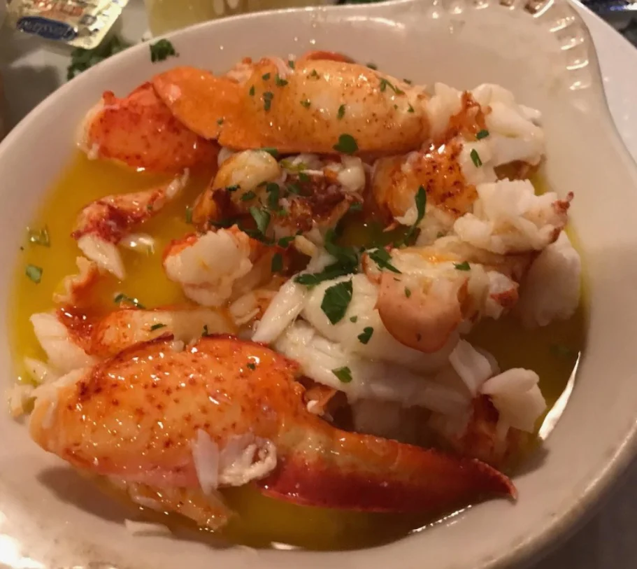 Succulent lobster tail served in garlic butter