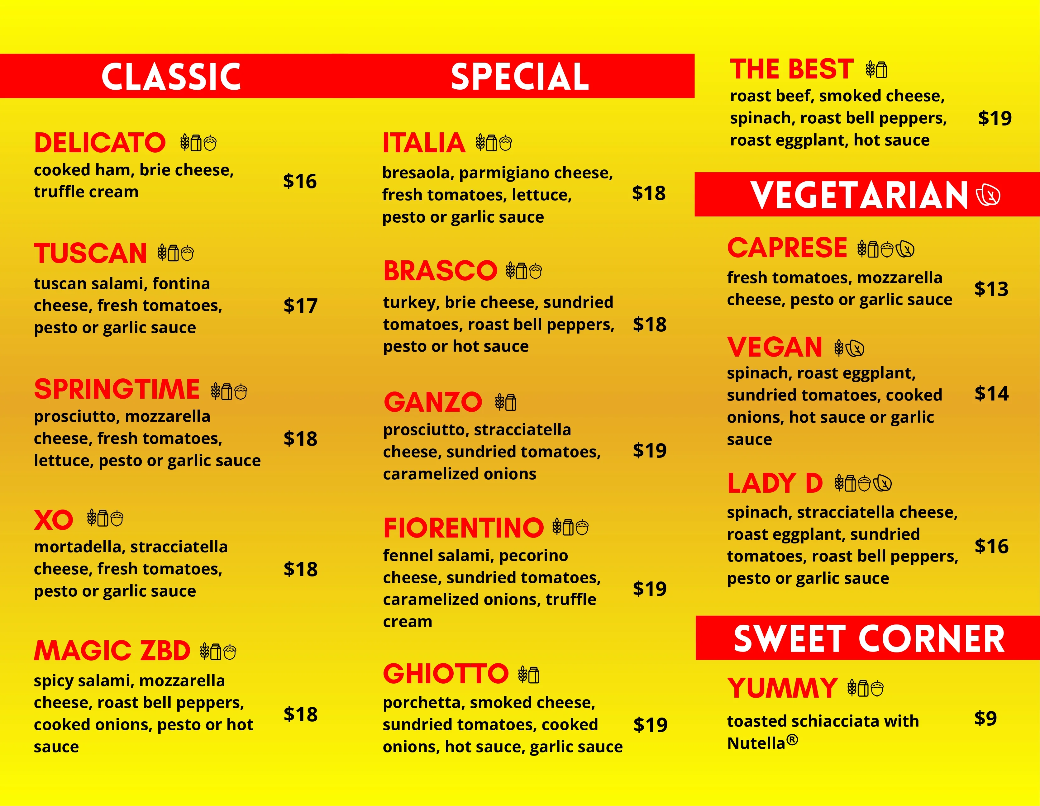 Italian sandwich menu - Pino's Sandwiches Los Feliz
