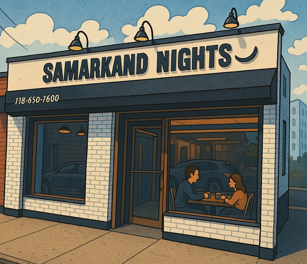 Samarkand Nights restaurant exterior view at 6001 Strickland Ave