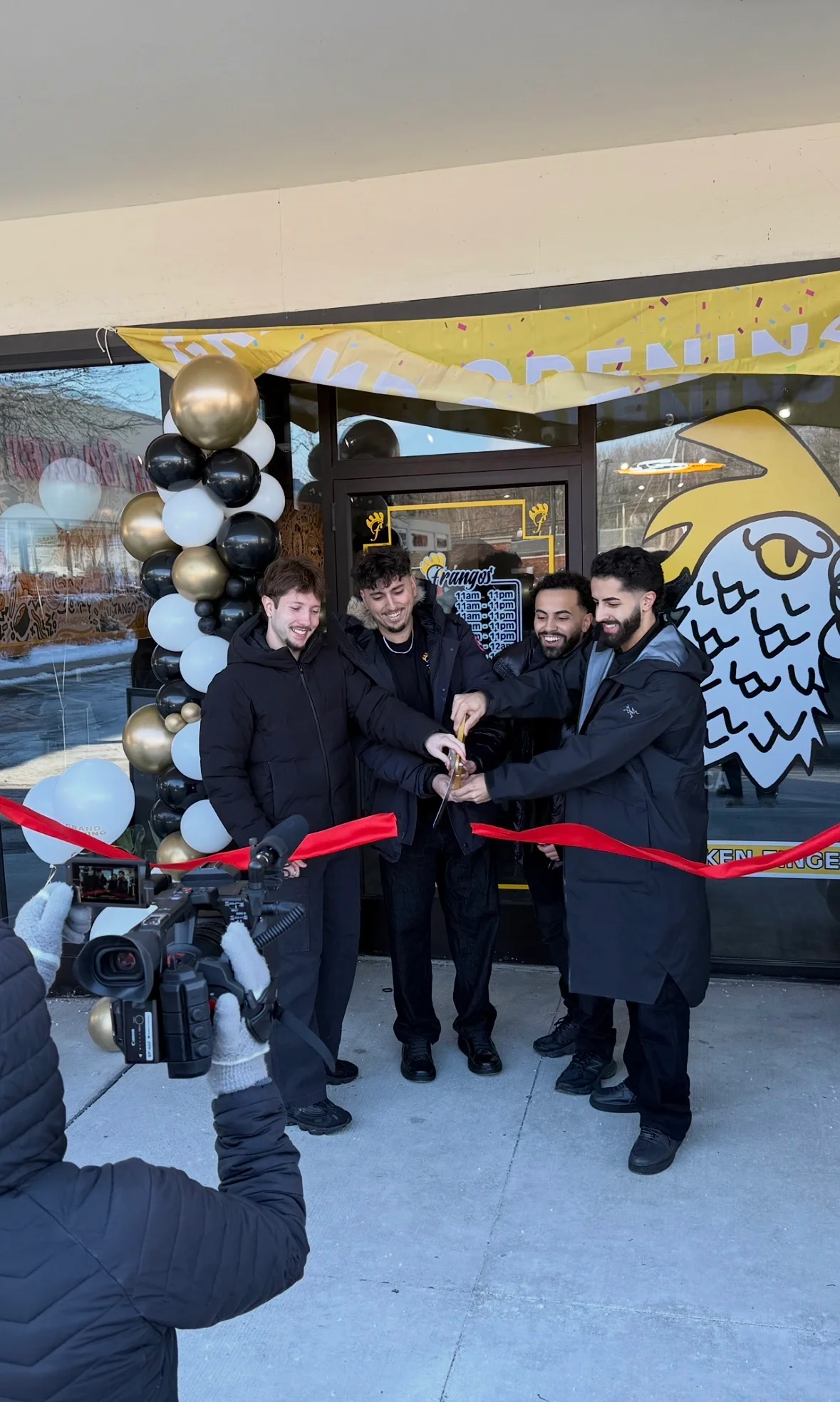 Ribbon-cutting ceremony for a new restaurant opening