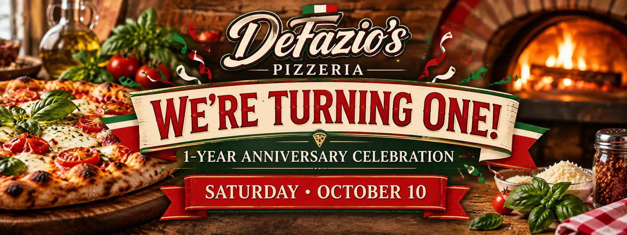 DeFazio's Pizzeria 1-Year Anniversary Celebration, Saturday, October 10