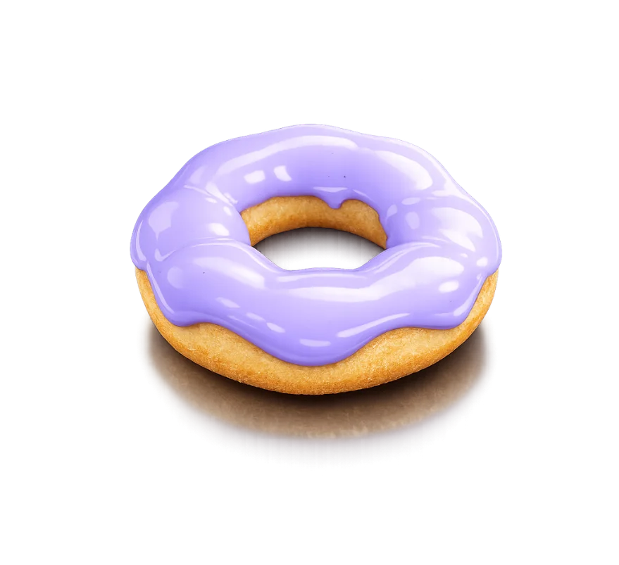Taro mochi donut with taro glaze