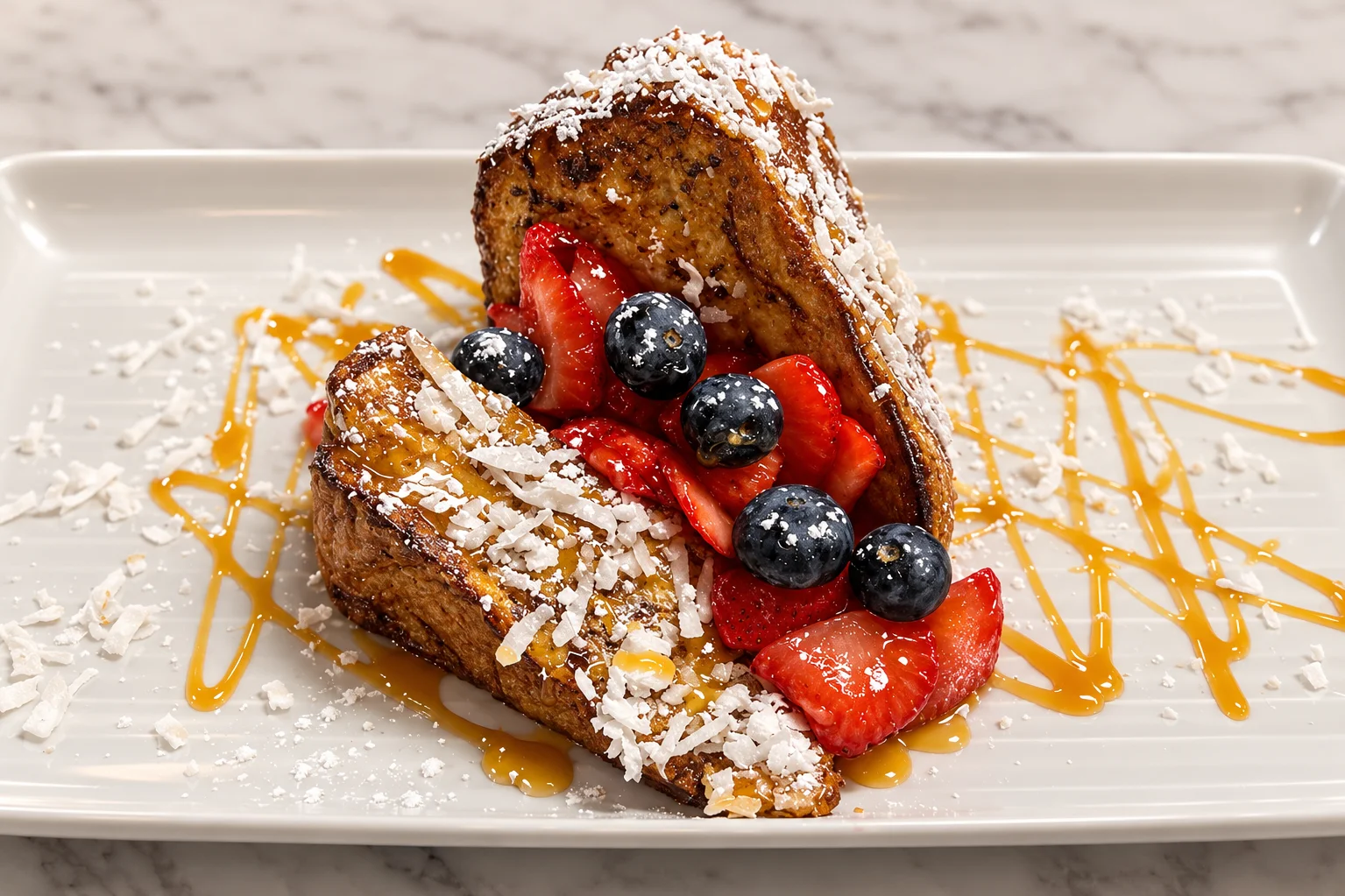 Classic American breakfast with pancakes and eggs