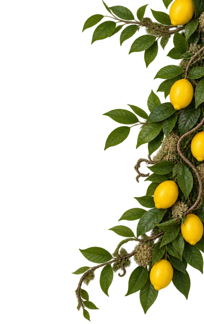 Vibrant lemon vine with fresh lemons and green leaves