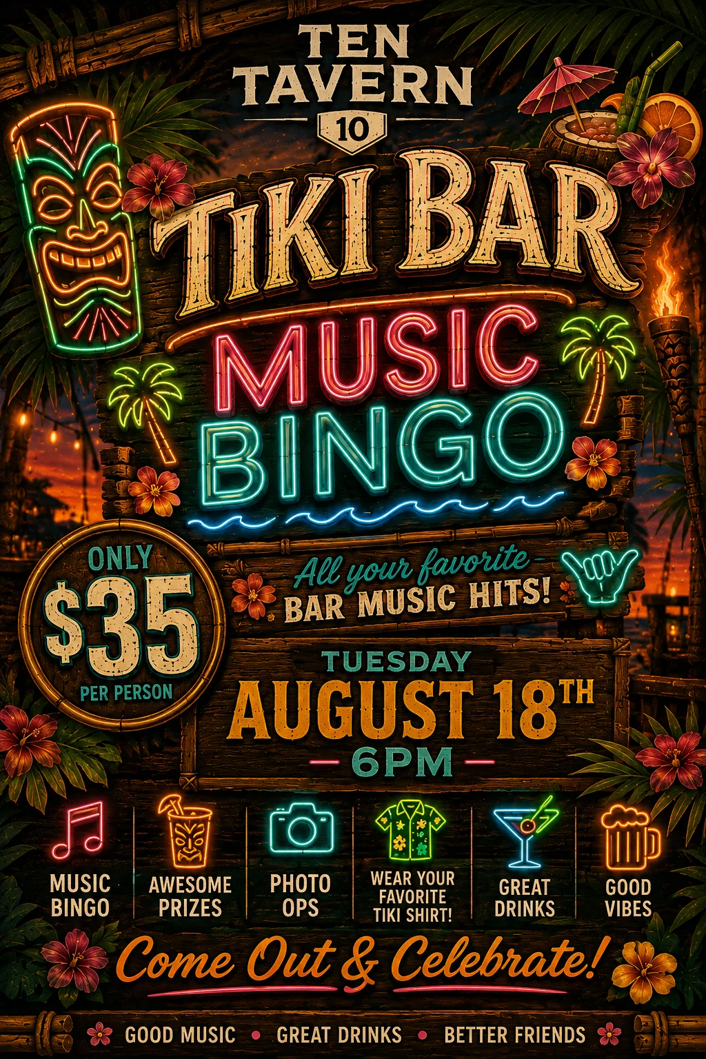 Bar Favorites Music Bingo