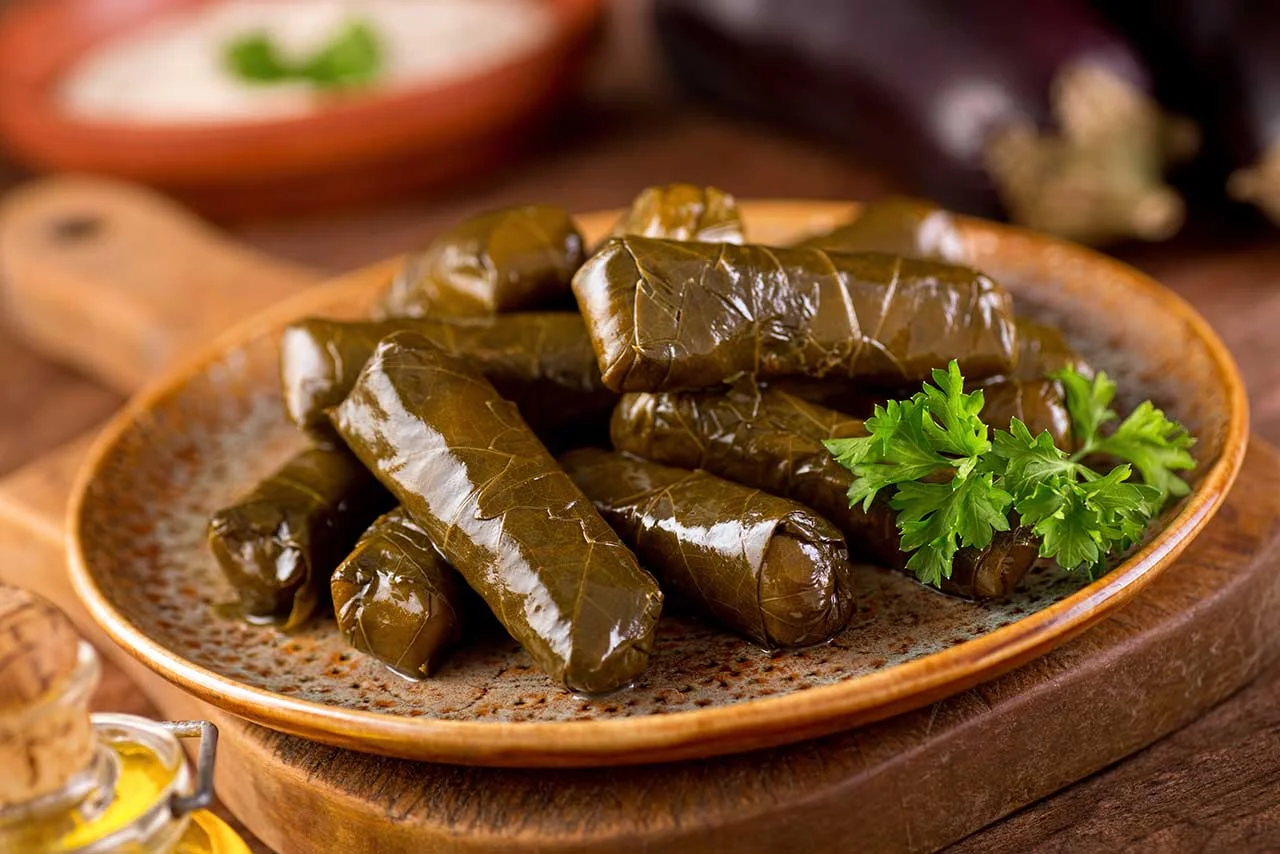 Stuffed grape leaves, a classic Mediterranean dish
