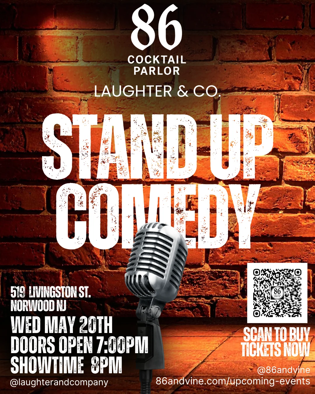 Comedy night event poster featuring a lively atmosphere and performers.