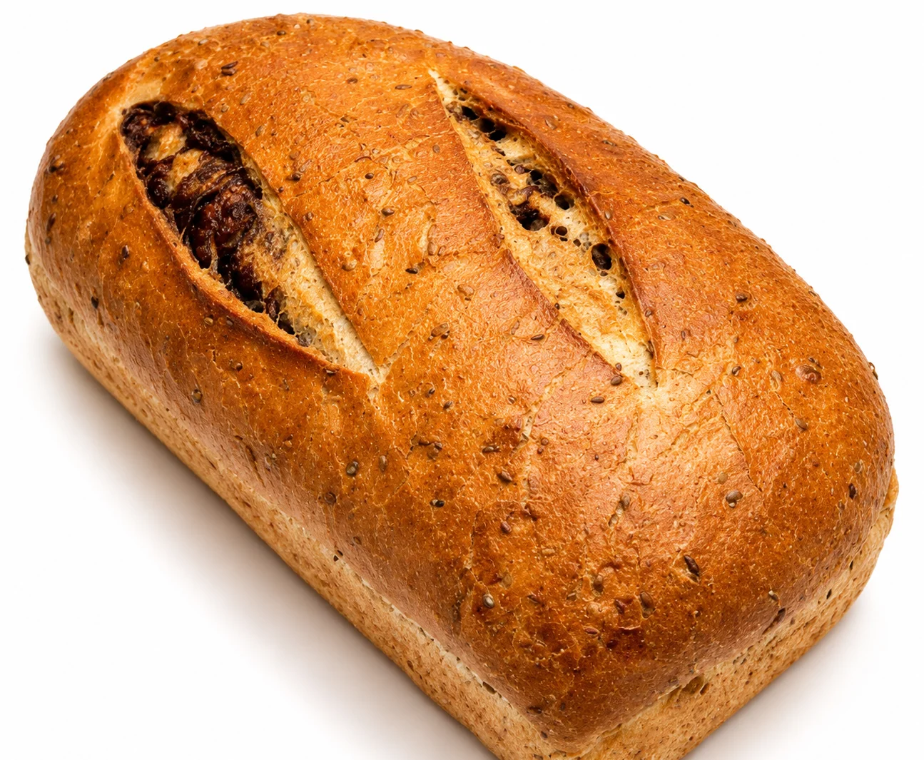 Delicious swirl of rye bread with a golden crust and soft interior.