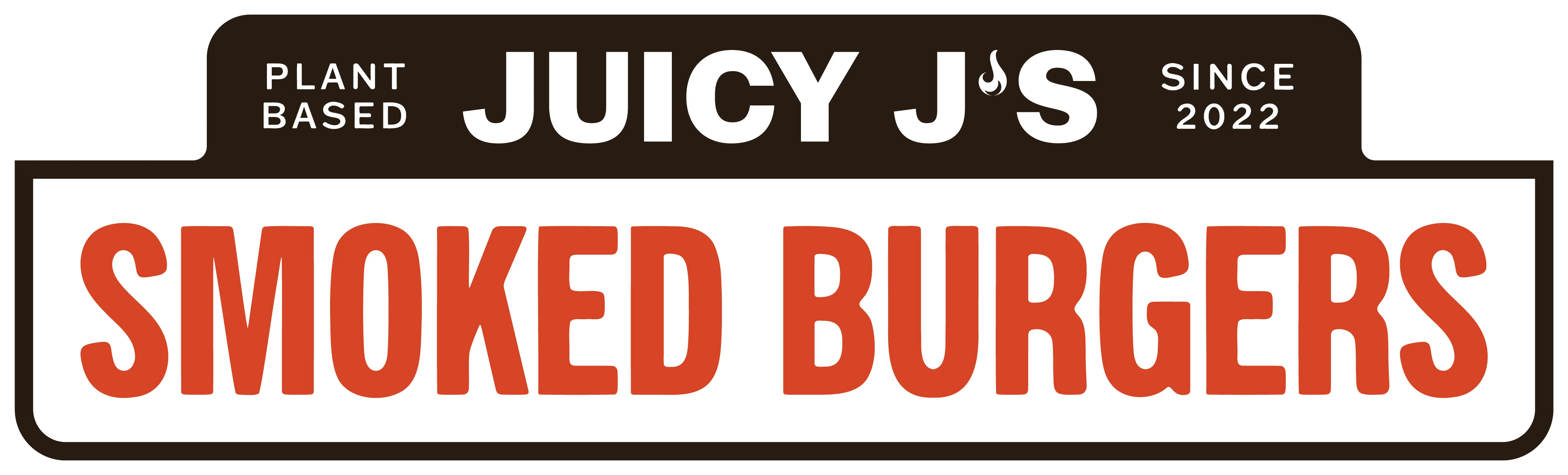 Juicy plant-based smoked burgers sign