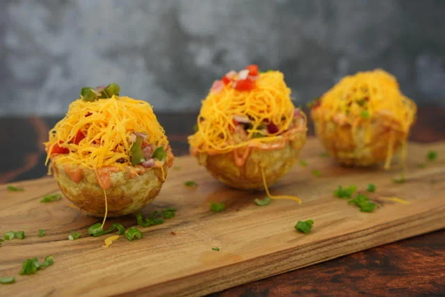 Indian pani puri with colorful toppings
