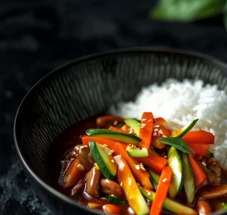 Chinese stir-fried vegetables with rice
