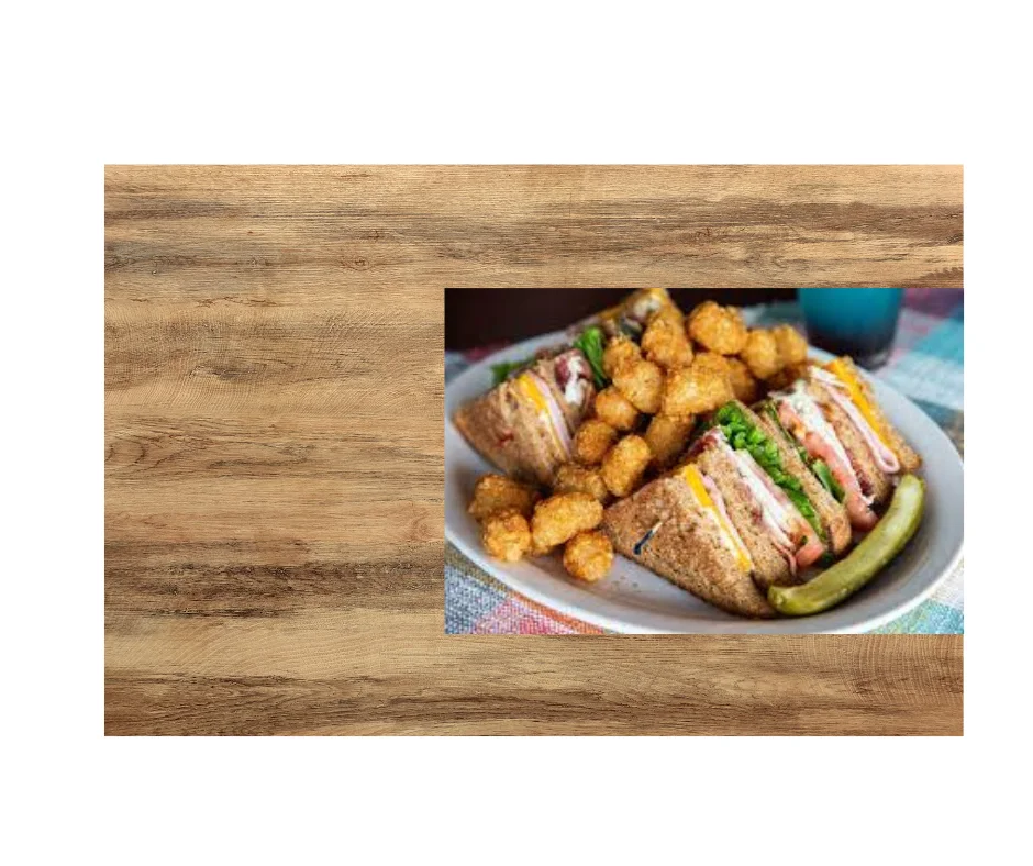 Classic club sandwich with tater tots