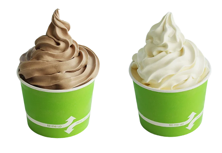 Delicious soft serve ice cream in chocolate and vanilla flavors