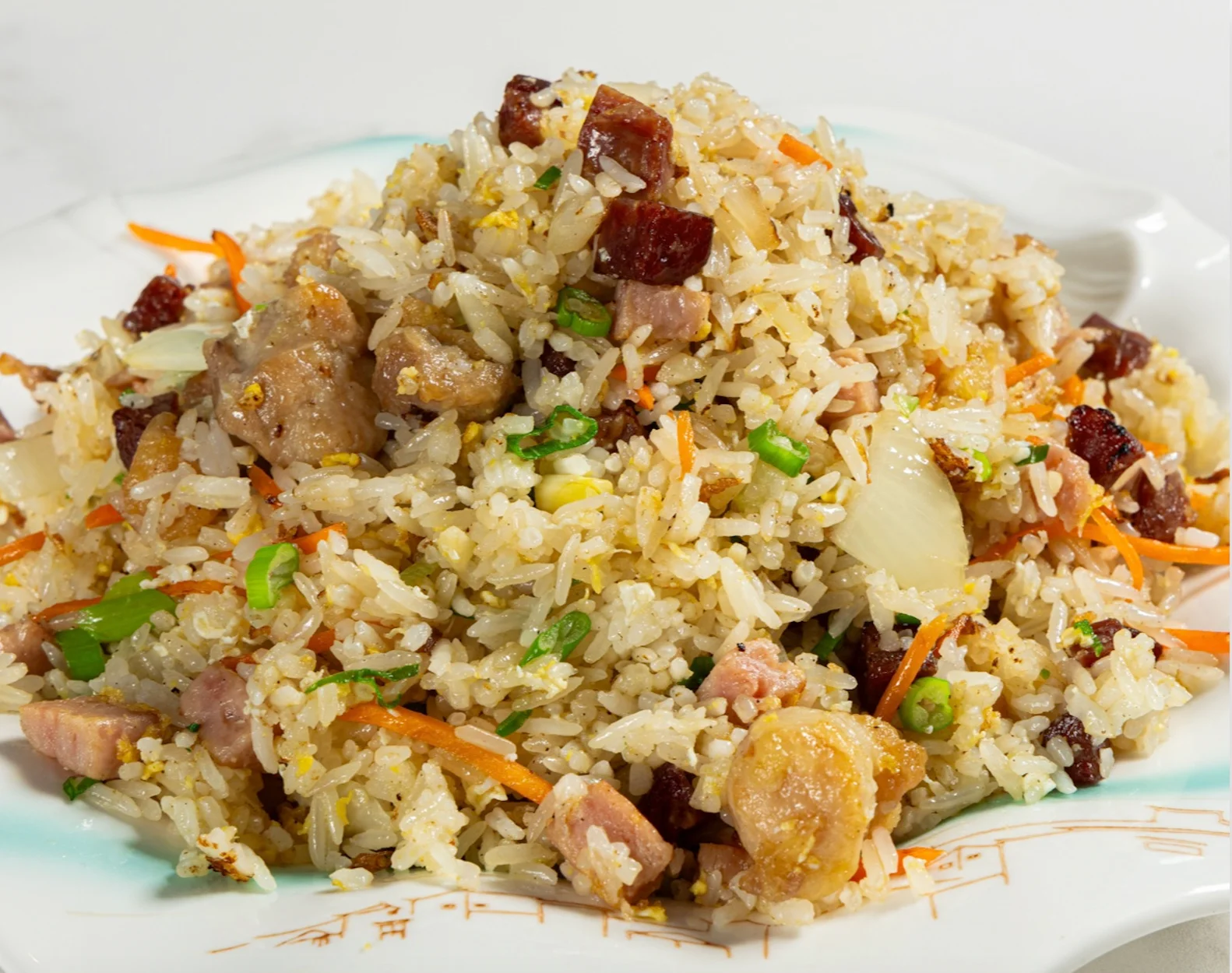 Delicious Chinese fried rice with assorted meats and vegetables