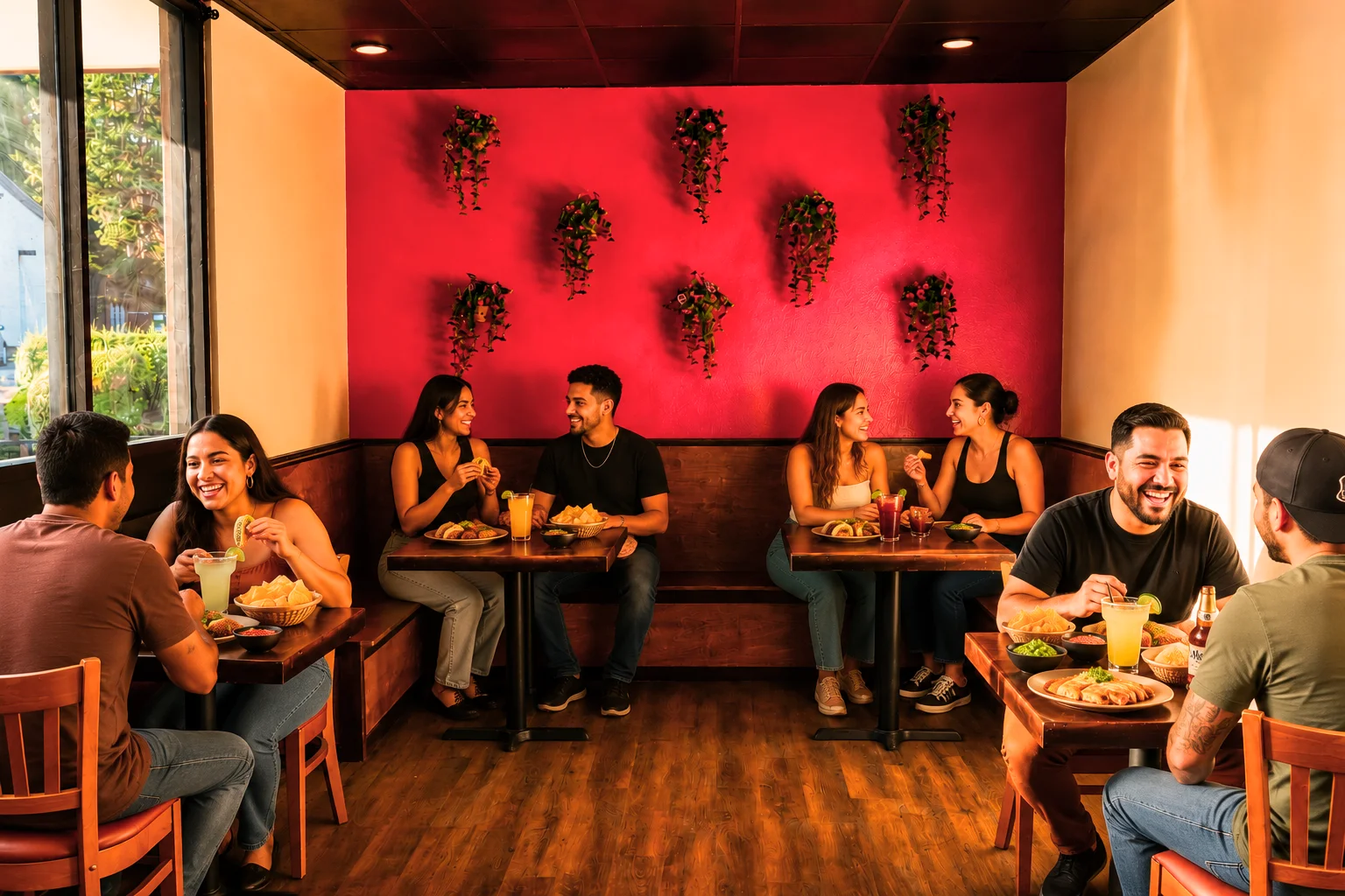 Vibrant restaurant interior with diners enjoying Mexican cuisine
