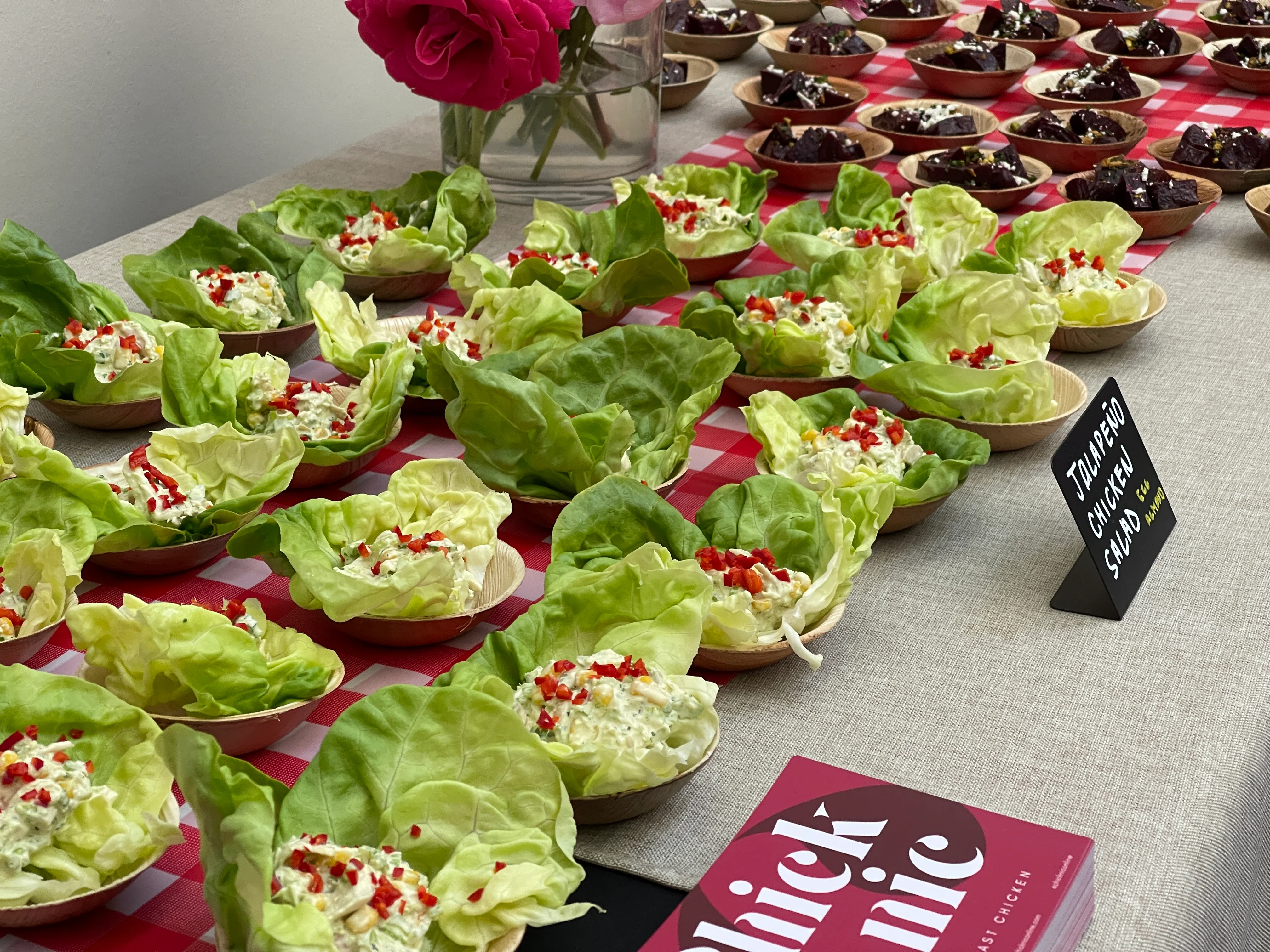 Jalapeño chicken salad in lettuce cups