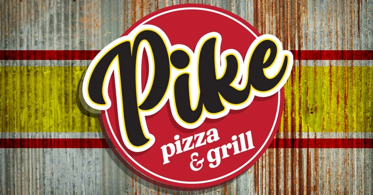Pike Pizza & Grill logo on rustic background