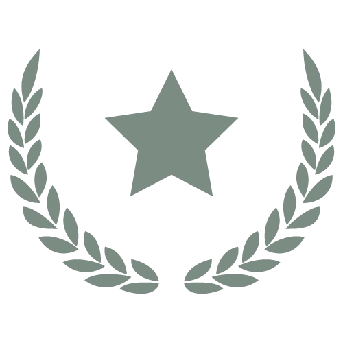 Stylized star emblem surrounded by laurel leaves