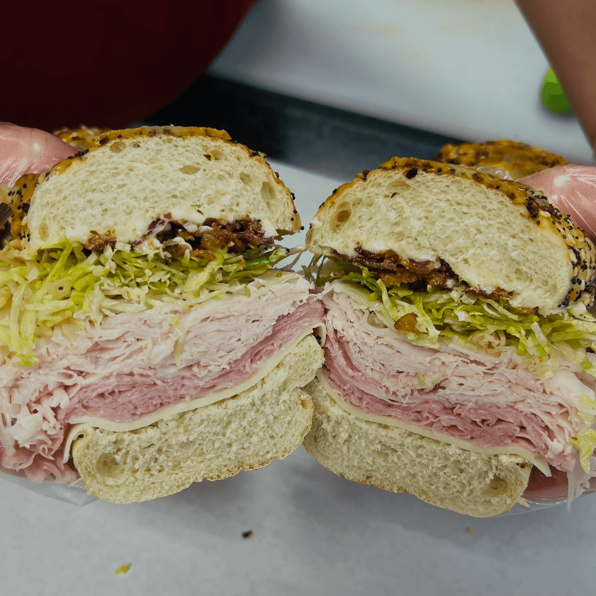 Club sub with double meat cut in half